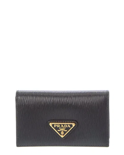 Prada Leather Card Case In Black