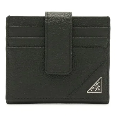 Pre-owned Prada Leather Card Case In Black