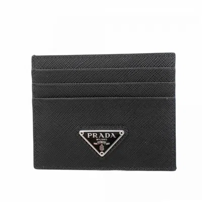 Pre-owned Prada Leather Card Case () In Black