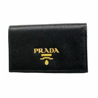 Pre-owned Prada Leather Card Case () In Black