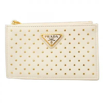 Pre-owned Prada Leather Card Case () In White