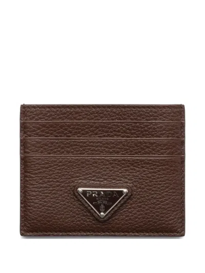 Prada 皮质卡夹 In Brown