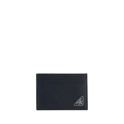 Prada Leather Card Holder In Black