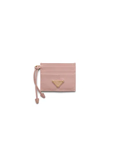 Prada Leather Card Holder In Pink