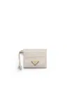 Prada Leather Card Holder In Neutral