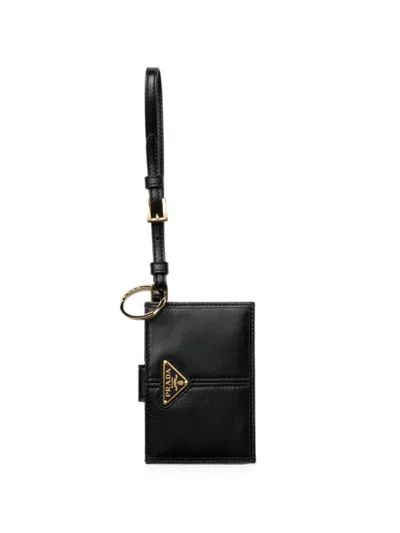 Prada Leather Card Holder In Black