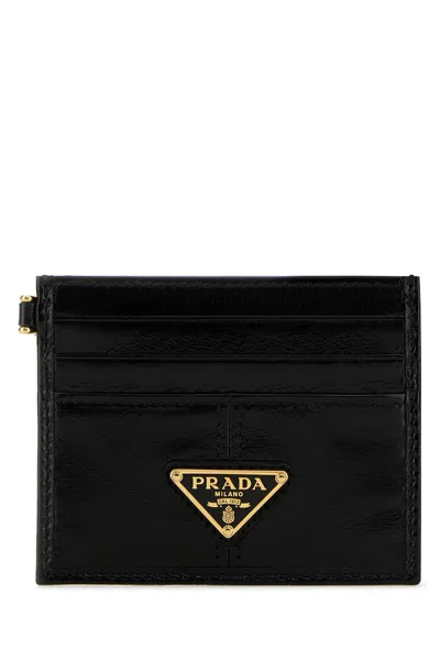 Prada Alexander Mcqueen Leather Card Holder In Black