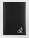 Prada Leather Card Holder Bifold Design Textured Finish