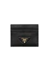 Prada Leather Card Holder In Black