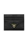 Prada Leather Card Holder In Black