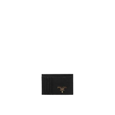 Prada Leather Card Holder In Black