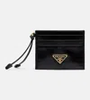Prada Leather Card Holder In Black