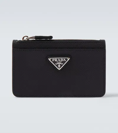 Prada Leather Card Holder In Black