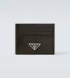 Prada Leather Card Holder In Brown
