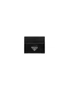 Prada Leather Card Holder In Black