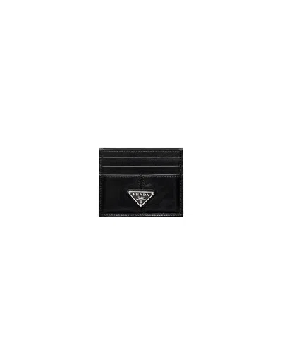 Prada Leather Card Holder In Black
