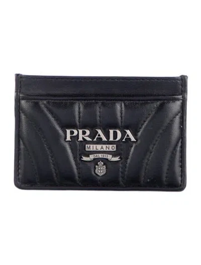 Pre-owned Prada Leather Card Holder In Black