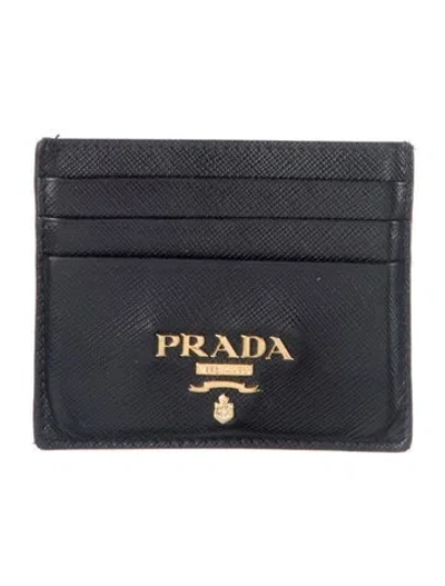 Pre-owned Prada Leather Card Holder In Black