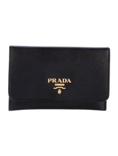 Pre-owned Prada Leather Card Holder In Black
