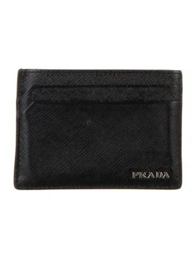 Pre-owned Prada Leather Card Holder In Black