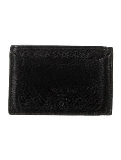 Pre-owned Prada Leather Card Holder In Black