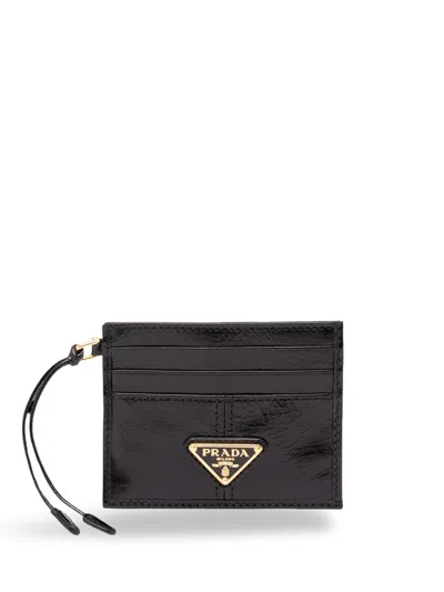 Prada Leather Card Holder In Black