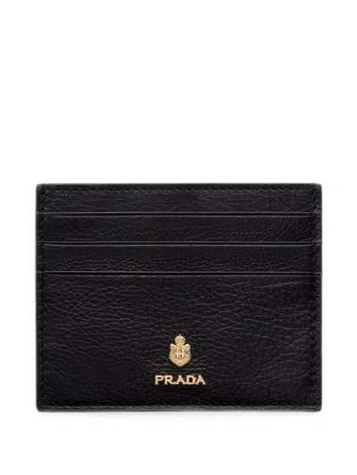 Prada Leather Card Holder In Black