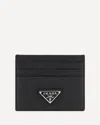 Prada Triangle Logo Leather Cardholder In Black