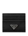 Prada Leather Card Holder In Black