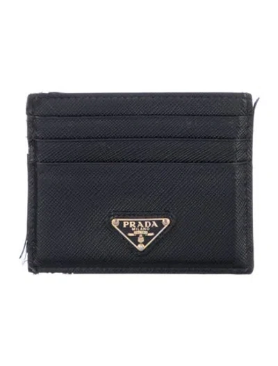 Pre-owned Prada Leather Card Holder In Black
