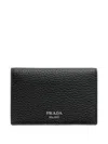 Prada Leather Card Holder In Black