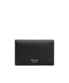 Prada Leather Card Holder In Black