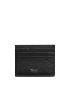 Prada Leather Card Holder In Black