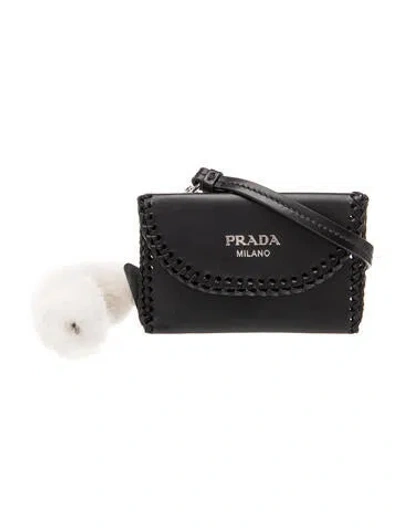 Pre-owned Prada Leather Card Holder In Black
