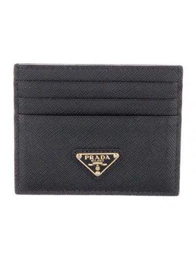 Pre-owned Prada Leather Card Holder In Black