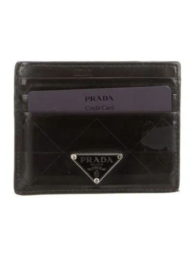 Pre-owned Prada Leather Card Holder In Black