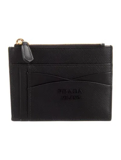 Pre-owned Prada Leather Card Holder In Black
