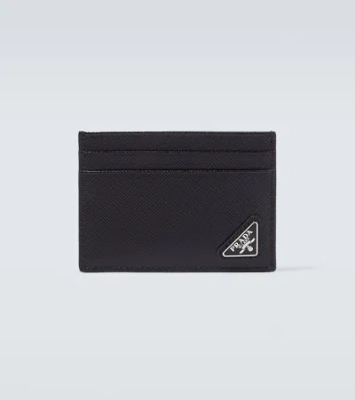 Prada Leather Card Holder In Black