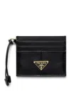 Prada Leather Card Holder In Black