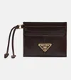 Prada Leather Card Holder In Brown