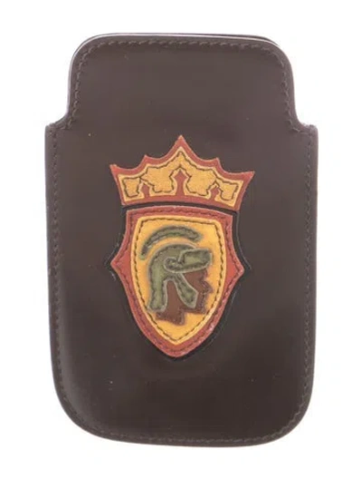 Pre-owned Prada Leather Card Holder In Brown