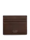 Prada Leather Card Holder In Brown