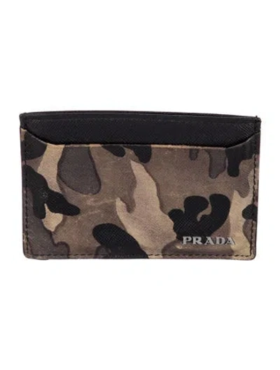 Pre-owned Prada Leather Card Holder In Green
