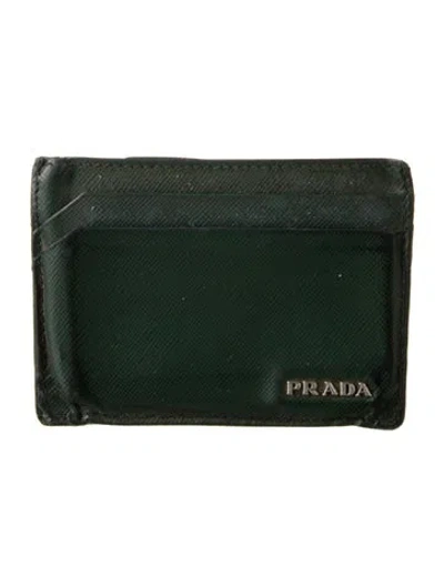 Pre-owned Prada Leather Card Holder In Green