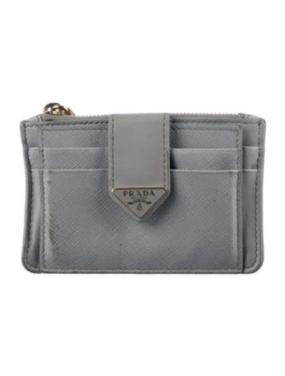 Pre-owned Prada Leather Card Holder In Grey