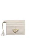 Prada Leather Card Holder In Neutral