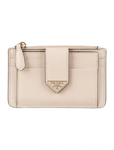 Pre-owned Prada Leather Card Holder In Neutrals