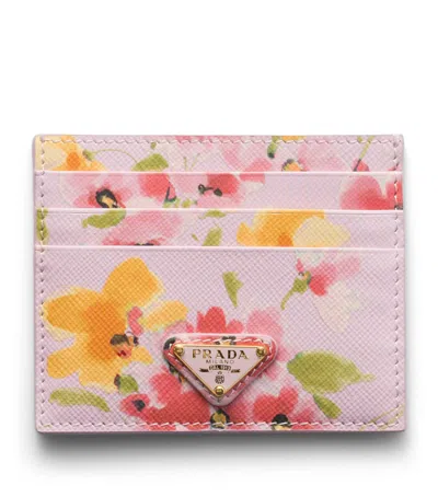 Prada Leather Card Holder In Pink