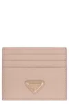 Prada Leather Card Holder In Pink