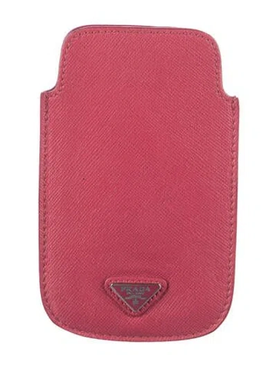 Pre-owned Prada Leather Card Holder In Pink
